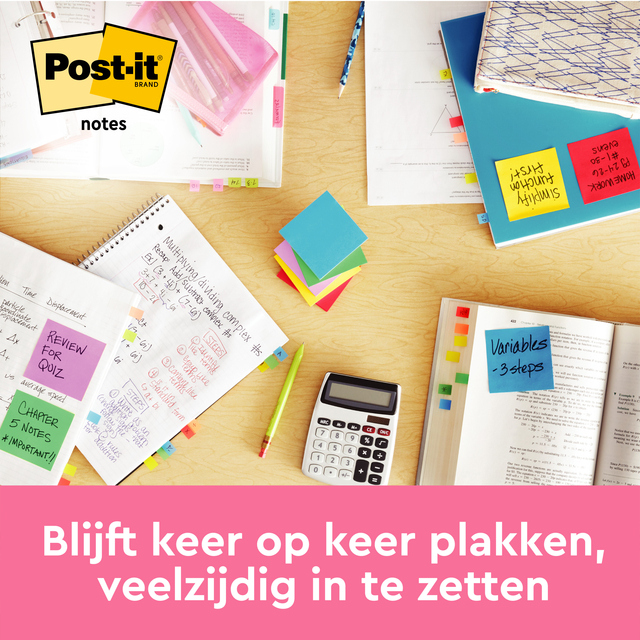 Memoblok Post-it 654 76x76mm roze 6 stuks