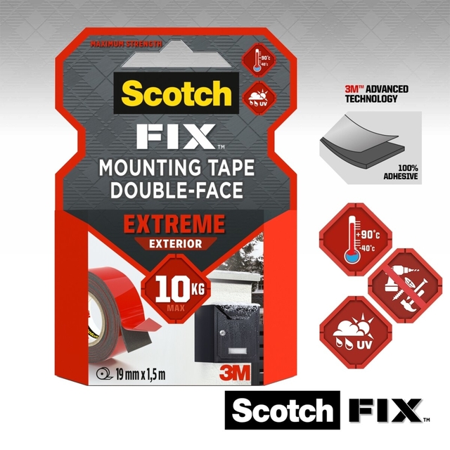Plakband Scotch Extreme Exterior 19mm x 1,5m dubbelzijdig
