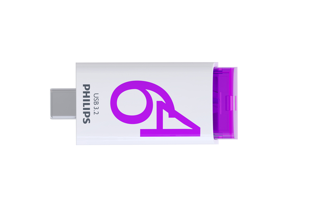 USB stick 3.2 Philips Click USB-C 64GB paars