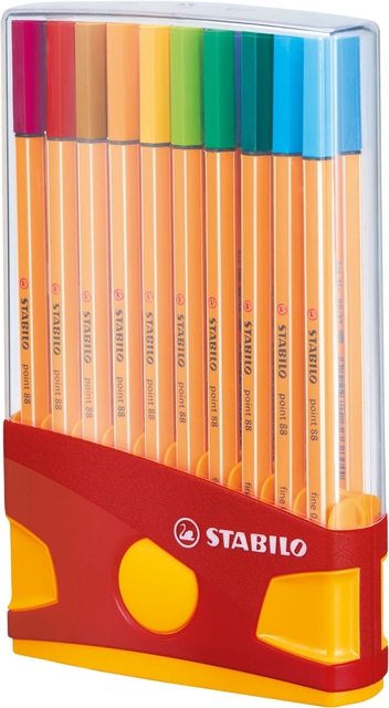 Fineliner STABILO point 88 ColorParade rollerset geel/rood F ass 20st