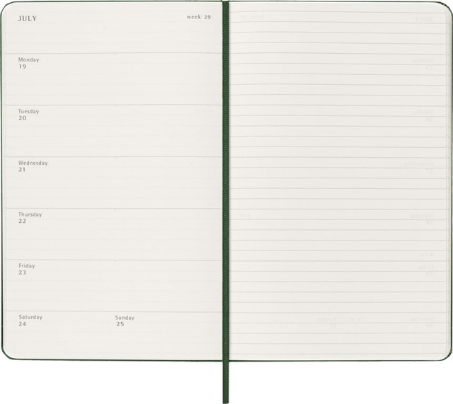 Agenda 2027 Moleskine 12M Planner Weekly 7dagen/1pagina large hc myrtle green