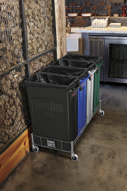 Afvalbak Rubbermaid Slim Jim Vented met luchtsleuven 87 liter zwart