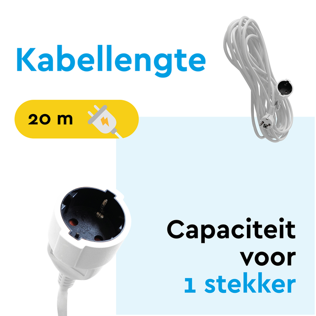 Verlengkabel BRASQ 20m wit