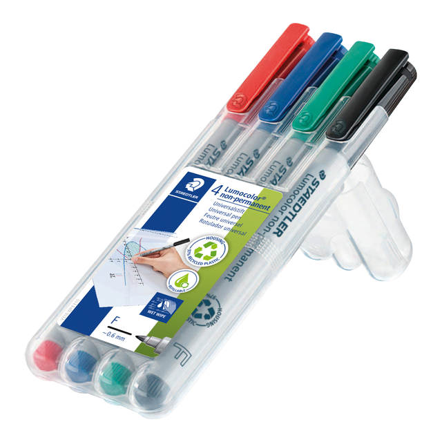 Viltstift Staedtler Lumocolor 316 non permanent F assorti 4 stuks