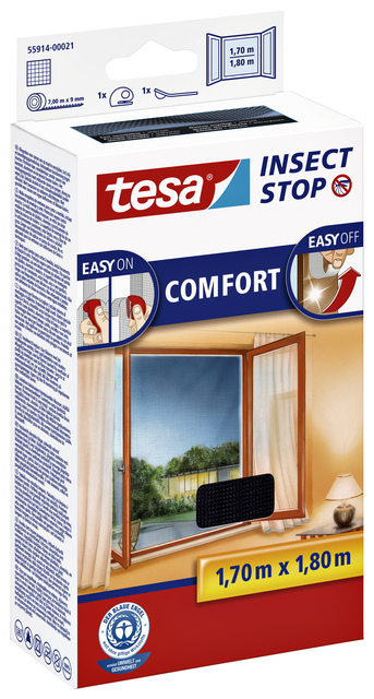 Insectenhor tesa® Insect Stop COMFORT raam 1,7x1,8m zwart
