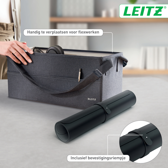 Bureau-onderlegger Leitz 80x40cm oprolbaar zwart