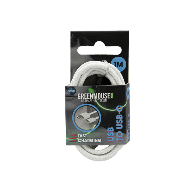 Kabel Green Mouse USB-A to USB-C data Woven 1m blisterverpakking
