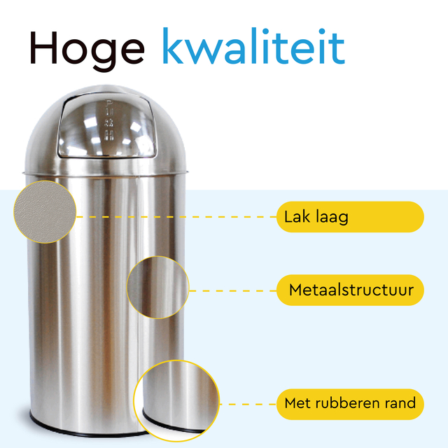 Afvalbak BRASQ Push Bin PB230+ 30 liter rvs