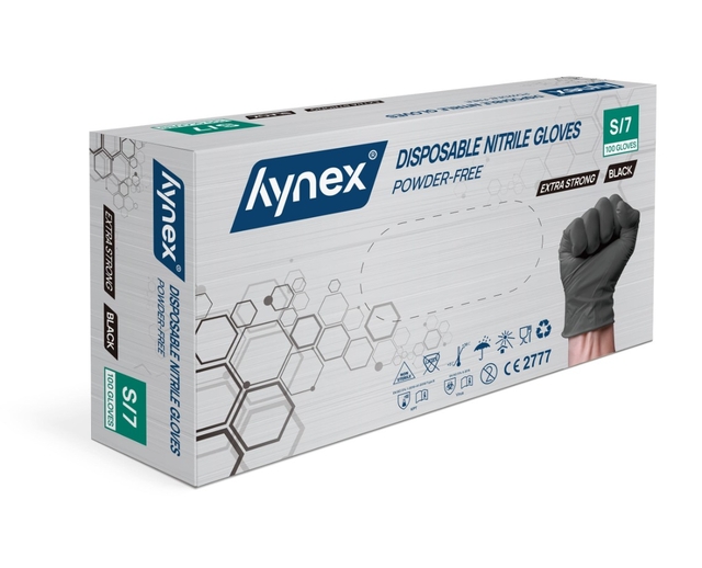 Handschoen Hynex nitril S zwart 5gr extra sterk 100 stuks
