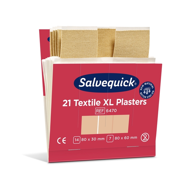 Pleisters Salvequick textiel extra groot 6x 21 stuks