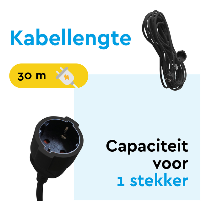 Verlengkabel BRASQ 30m zwart