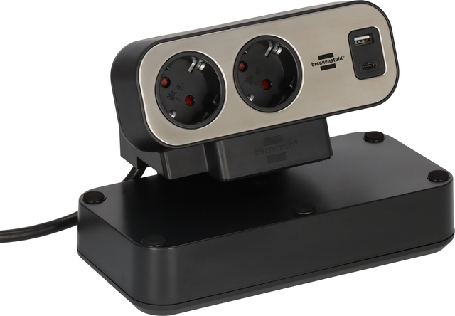 Stekkerdoos Brennenstuhl bureau Estilo 10vdig incl 1 USB C, 1 USB A, 2m zi/zw