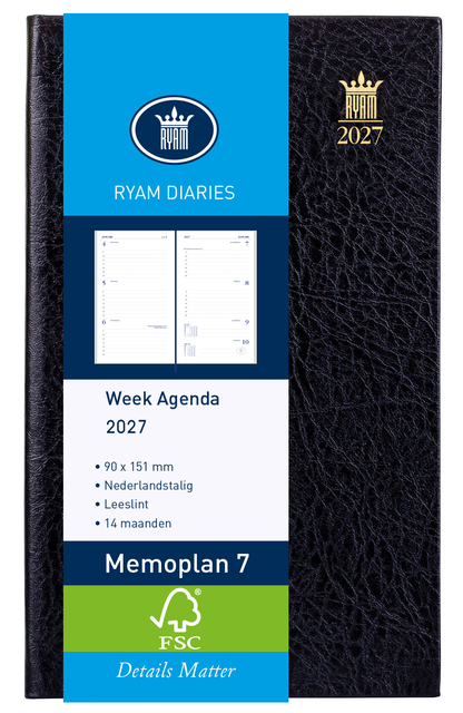 Agenda 2027 Ryam Memoplan 7 Suprema 7dagen/2pagina's zwart