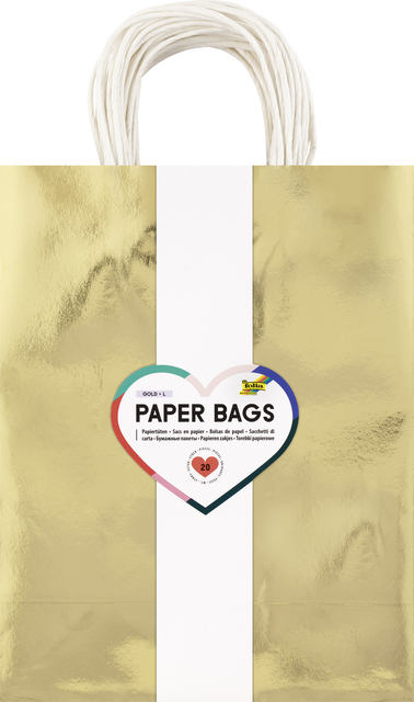 Cadeautas Folia goud kraft 24x31x12cm 20 stuks