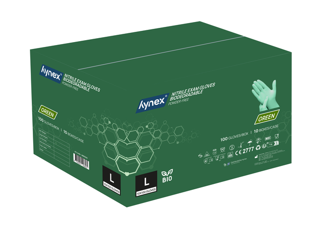 Handschoen Hynex nitril Bio L groen 3.5gr 100 stuks