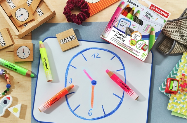 Whiteboardpotlood STABILO MARKdry etui à 4 neon kleuren