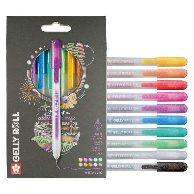 Gelschrijver Sakura Gelly Roll Metallic 08 klikfunctie assorti 10st
