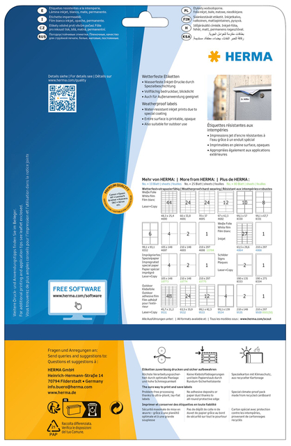 Etiket HERMA 4595 97x42.3mm folie wit 120 stuks