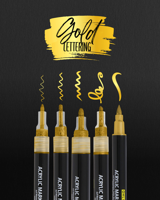 Acrylmarker Online lettering 5 breedtes goud