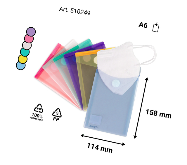 Enveloptas Djois Color Collection A6 verticaal assorti