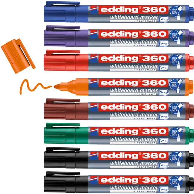Whiteboardmarker edding 360 rond 1.5-3mm assorti 8 stuks