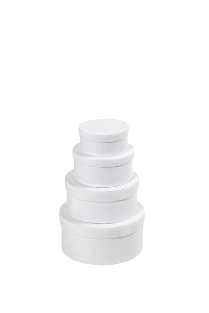 Doos Creativ Comp rond 4st Ø 8, 10, 12, 14cm, hoogte 4, 5, 6, 7cm wit