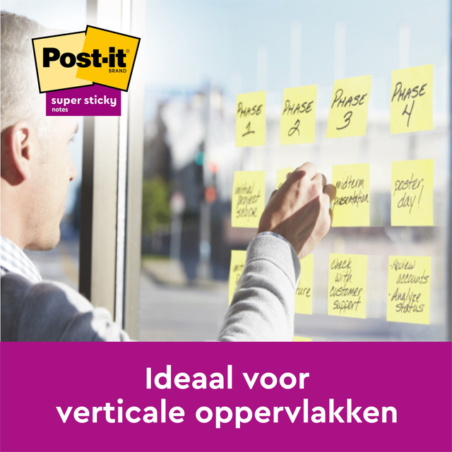 Memoblok 3M Post-it 622 Super Sticky 47.6x47.6mm geel 21 + 3 gratis