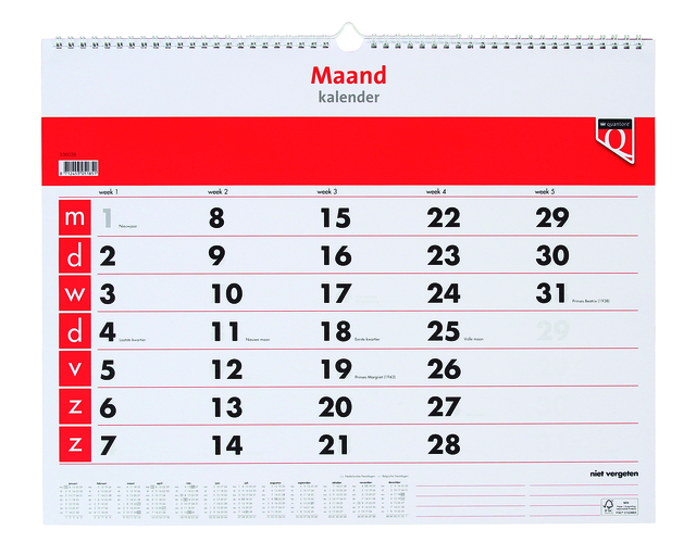 Maandkalender 2027 Quantore