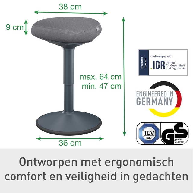 Actieve zitkruk Leitz Ergo met gasveer 47-64cm