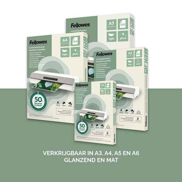 Lamineerhoes Fellowes A3 light 50% gerecycled glans 100stuks