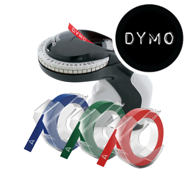 Reliëftape Dymo embossing vinyl 9mm assorti 3 stuks