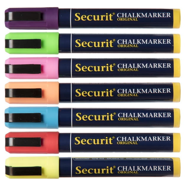 Krijtstift Securit SMA-510 schuin 2-6mm assorti blister à 8 stuks