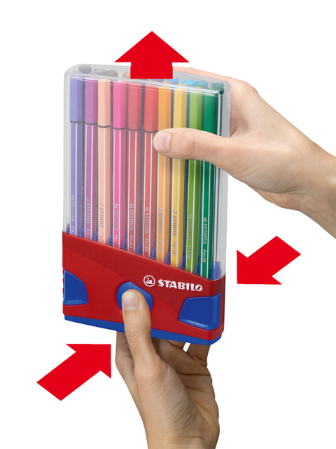 Viltstift STABILO Pen 68/20 ColorParade in rood/blauw etui M ass 20st