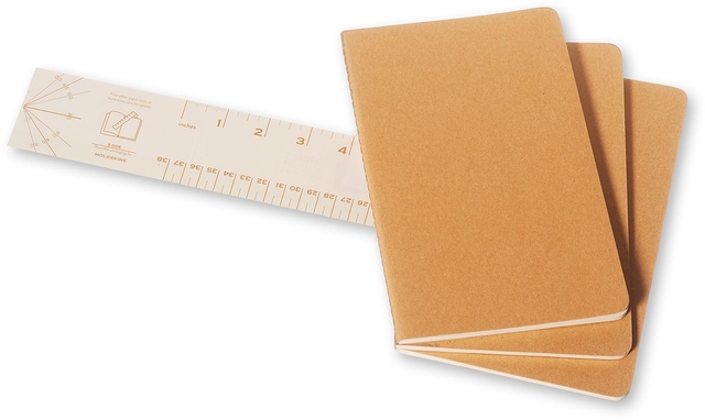 Schrift Moleskine 130x210mm blanco 160 pagina's 70gr kraft set à 3 stuks