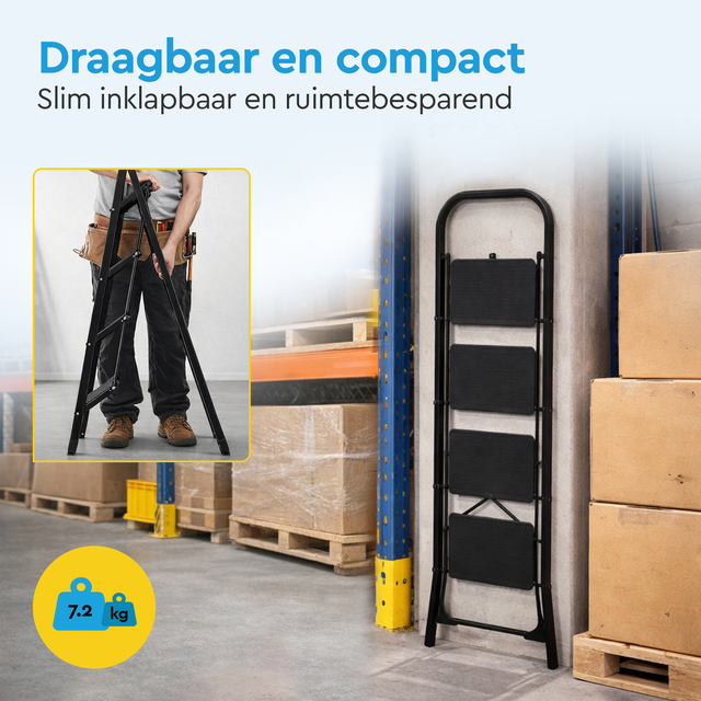 Huishoudtrap BRASQ 4 treden SLM400 zwart