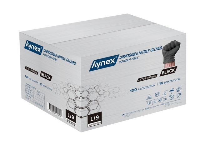 Handschoen Hynex nitril L zwart 5gr extra sterk 100 stuks