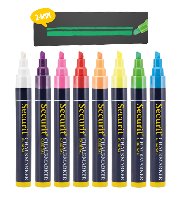 Krijtstift Securit SMA-510 schuin 2-6mm assorti blister à 8 stuks
