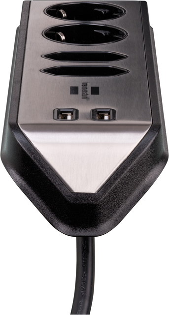 Stekkerdoos Brennenstuhl bureau Estilo 4vdig incl 2 USB 2m zwart/zi