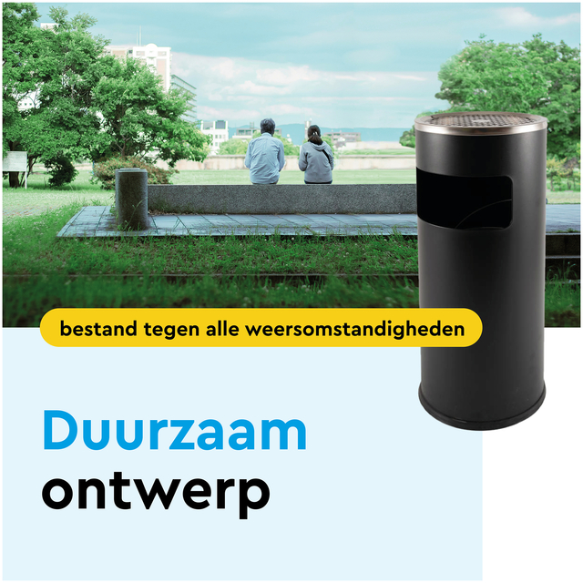 Afvalbak met asbak BRASQ 11 liter AT500 zwart