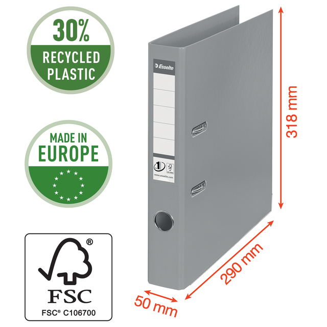 Ordner Esselte No.1 Power VIVIDA 50mm 30% gerecycled PP folie blauw