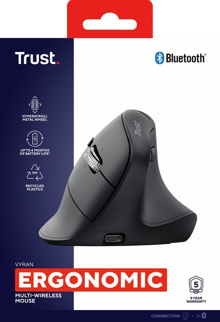Ergonomische muis Trust hyperscroll Vyran draadloos