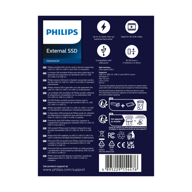 SSD Philips External 500 GB Ultra Speed Space Grey