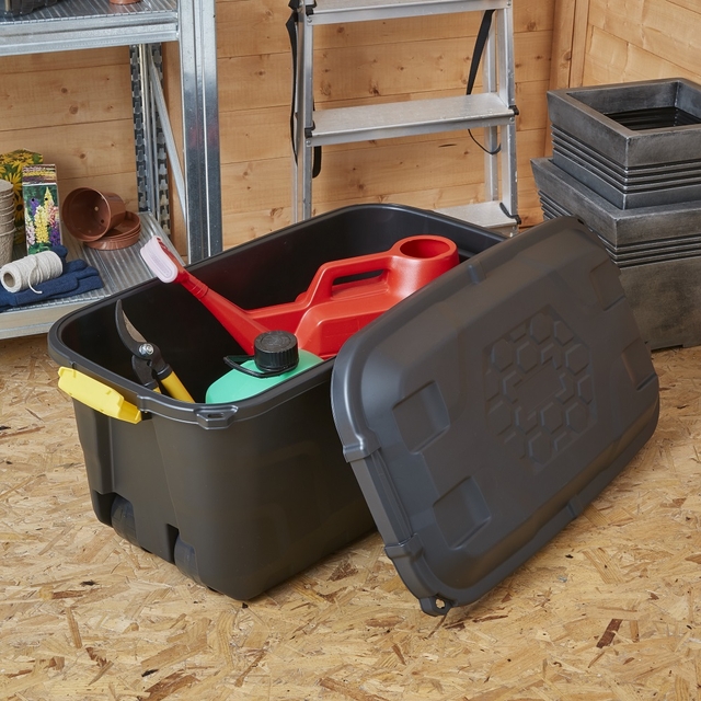 Opbergbox Bankers Box 75L met wielen robuust zwart