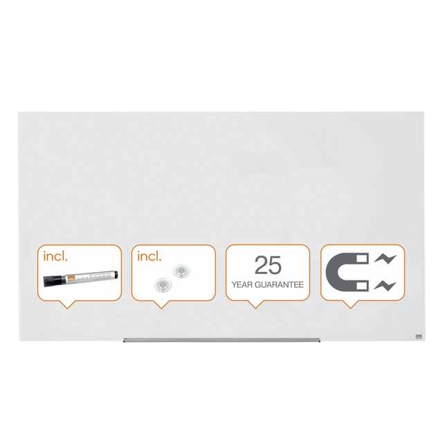 Glasbord Nobo Impression Pro 188x105cm briljant wit