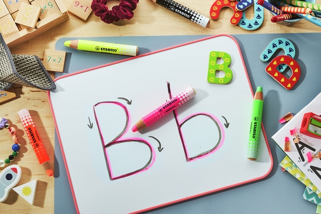 Whiteboardpotlood STABILO MARKdry etui à 4 neon kleuren