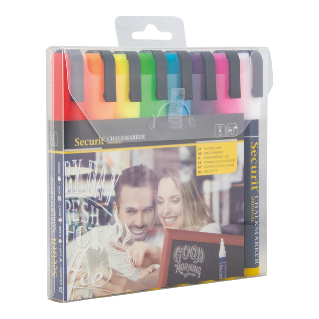 Krijtstift Securit SMA-510 schuin 2-6mm assorti blister à 8 stuks
