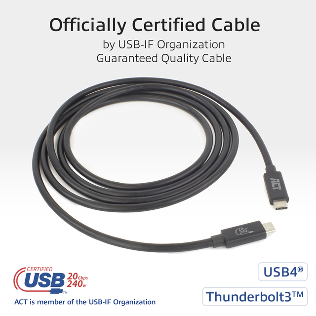 Kabel ACT USB-C 4.0 20Gbps Thunderbolt 3 2m
