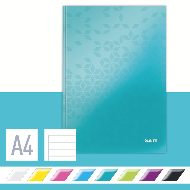 Notitieboek Leitz WOW A4 160 pagina's 90gr lijn ijsblauw