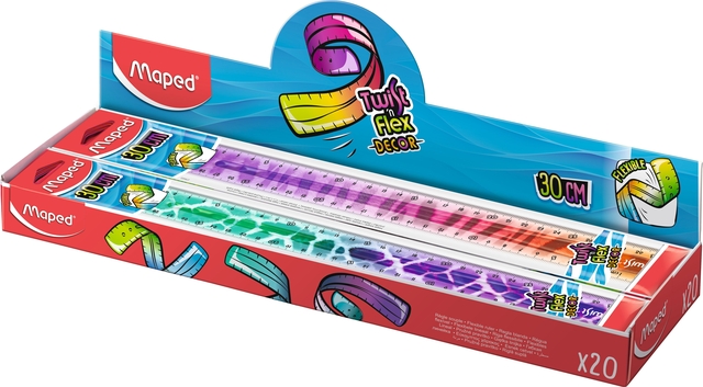 Liniaal Maped Twist 'n Flex Decor Animals 30cm assorti display à 20st