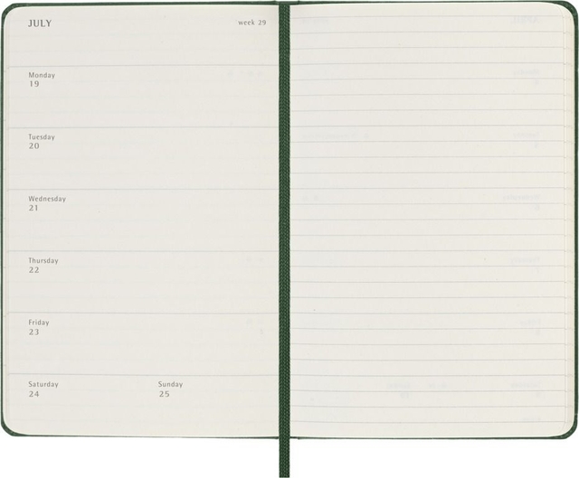 Agenda 2027 Moleskine 12M Planner Weekly 7dagen/1pagina pocket hc myrtle green